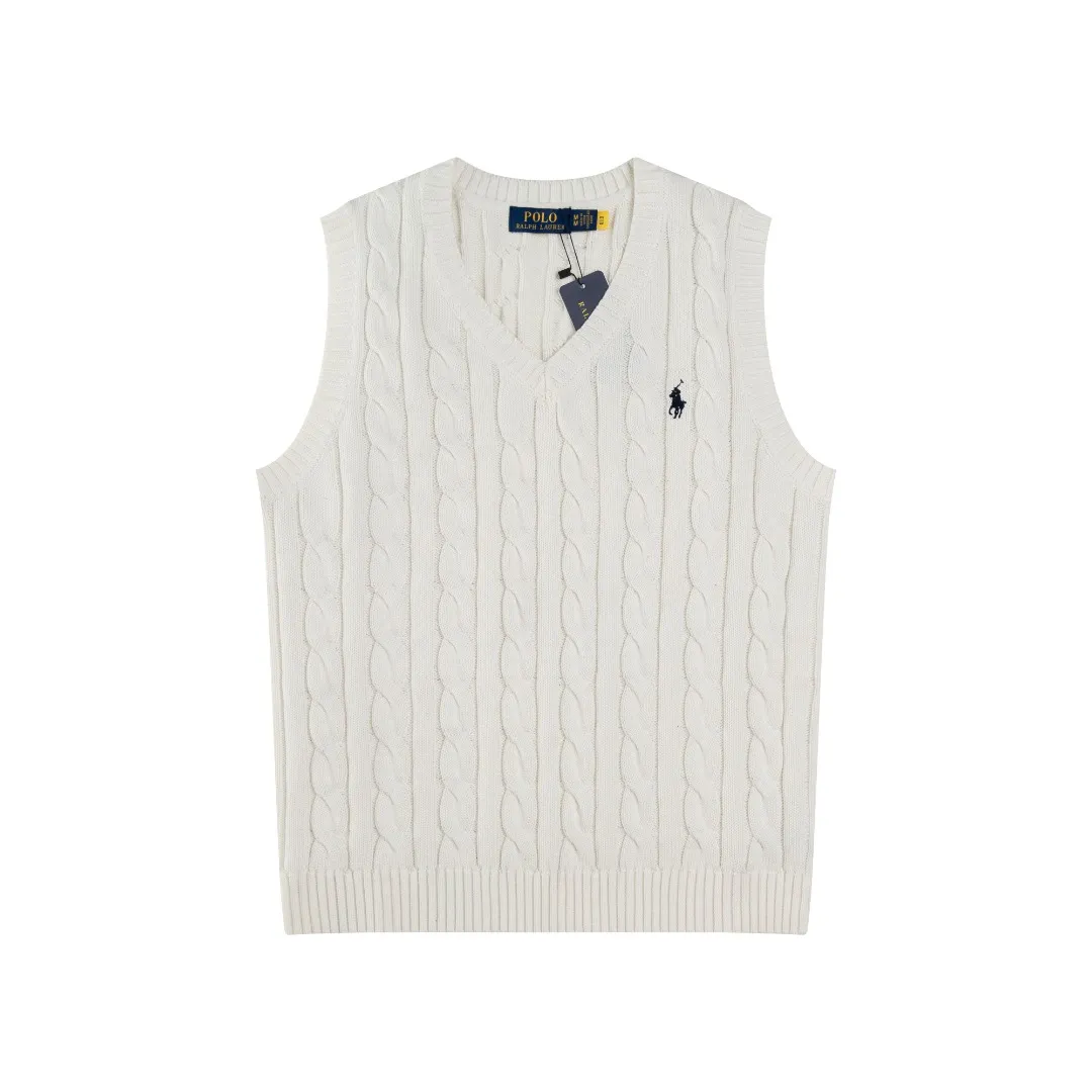 P176 #R82 Ralph Lauren Small Label Cable V Neck Vest Sleeveless Twist Sweater Women's Top Size: XS S M L Color: White Yellow Light Blue Pink Khaki Gray Navy Black Classic Cotton Yarn 100% White Cotton High Quality Classic Style Has Always Been Popular! The workmanship details are very good! Wearing a vest with a shirt is always the standard, with classic brand embroidery on the chest! All major stars have the same style! Best for couples. High quality goods! Xinjiang cotton micro-elastic and smooth fabric has excellent quality. Pure cotton is soft and skin-friendly. Length: 60/61/63/65 Bust: 44/46/49/52 Shoulder width: 36/37.5/39/41